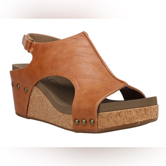 Corky’s- Carley- Brown Wedge Sandals w/Stud Accents - Picture 2 of 4